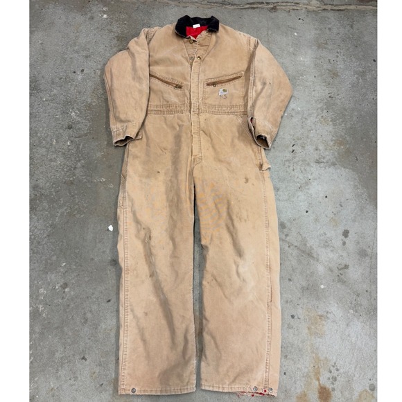Carhartt Mens Tan Canvas Double Knee Work Bib Overalls Size‎ 44R